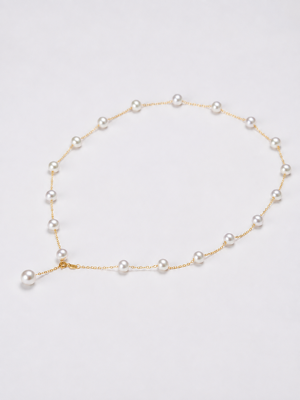 Floating Pearl Fine Chain Necklace