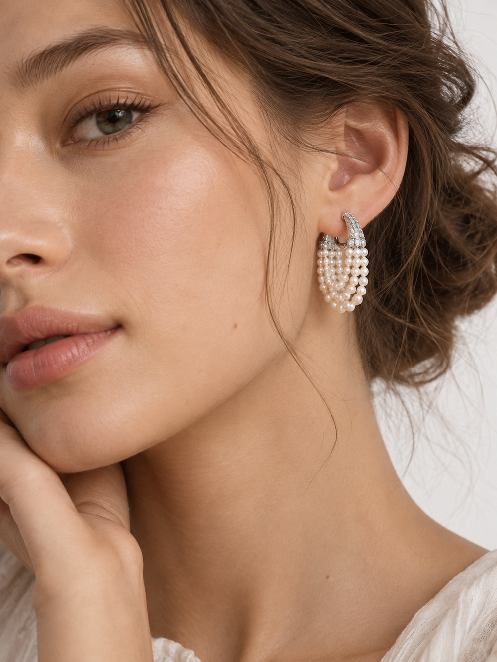 Pearl Cascade Hoop Earrings