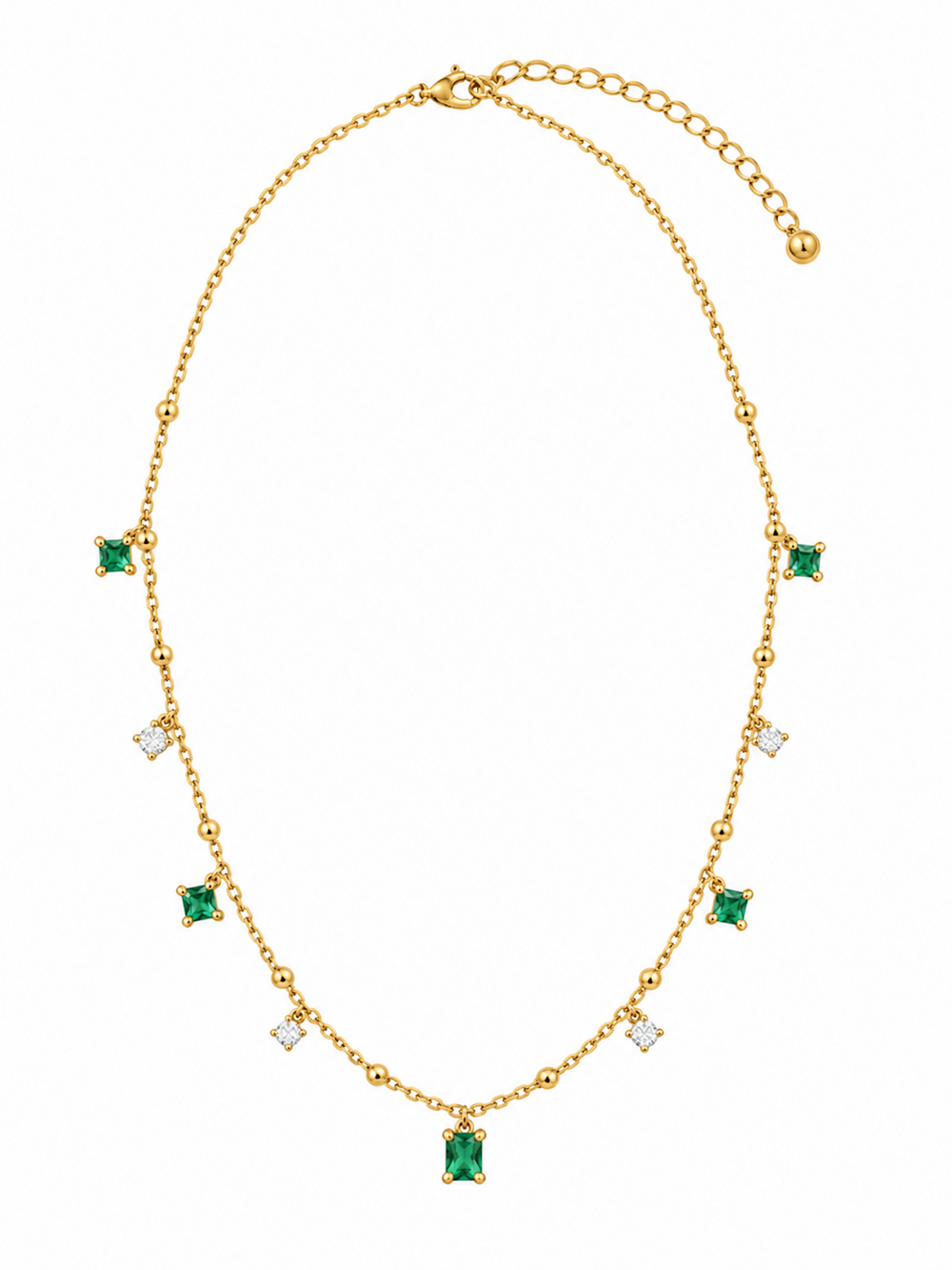 Vintage Emerald Dewdrop Delicate Necklace