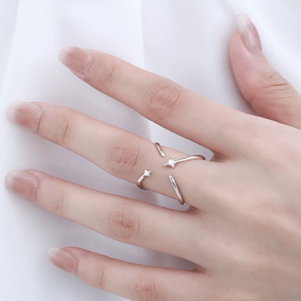 Sterling Silver Star Trace Double Sided Ring
