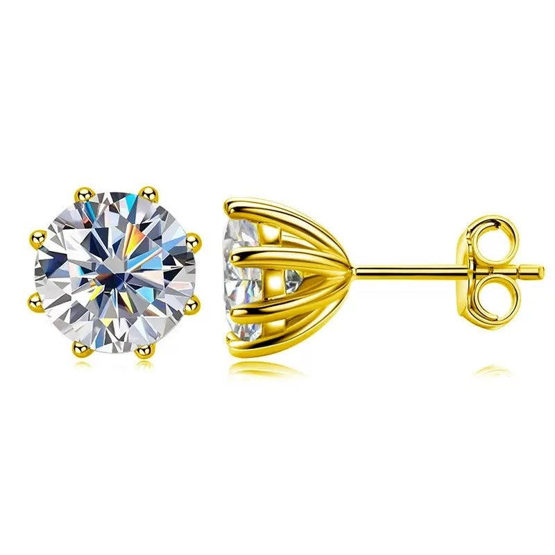 Classic Solitaire Moissanite Earrings-6 Claw & 8 Claw