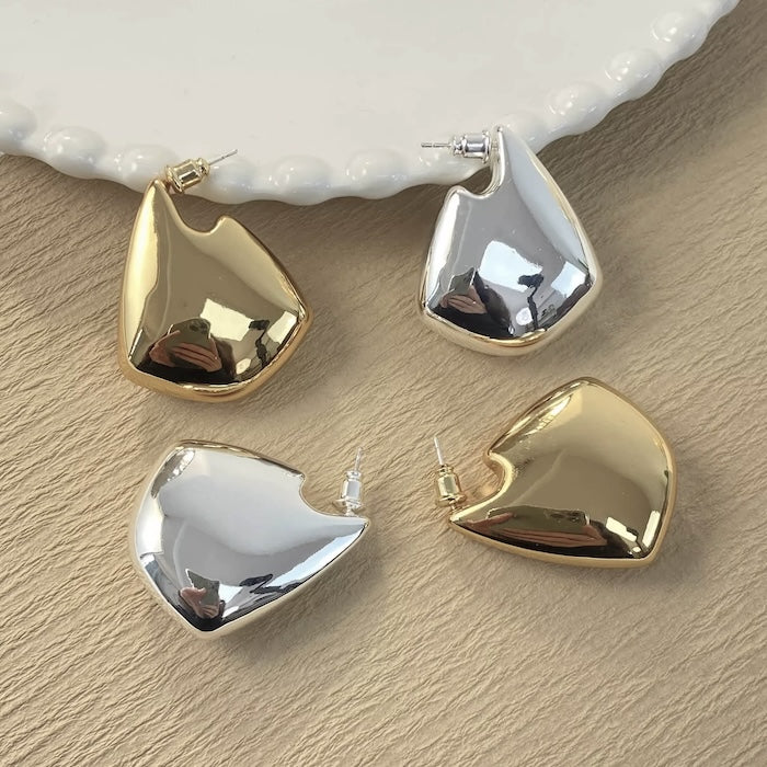 Geometric Drop Earrings-Gold n Silver