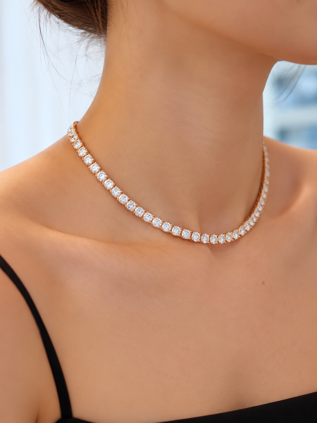 Timeless Diamond-Look Rivière Choker Necklace