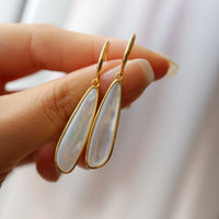 Sculptural Lumière Mother of Pearl Earrings crafted with genuine mother of pearl in gold vermeil.