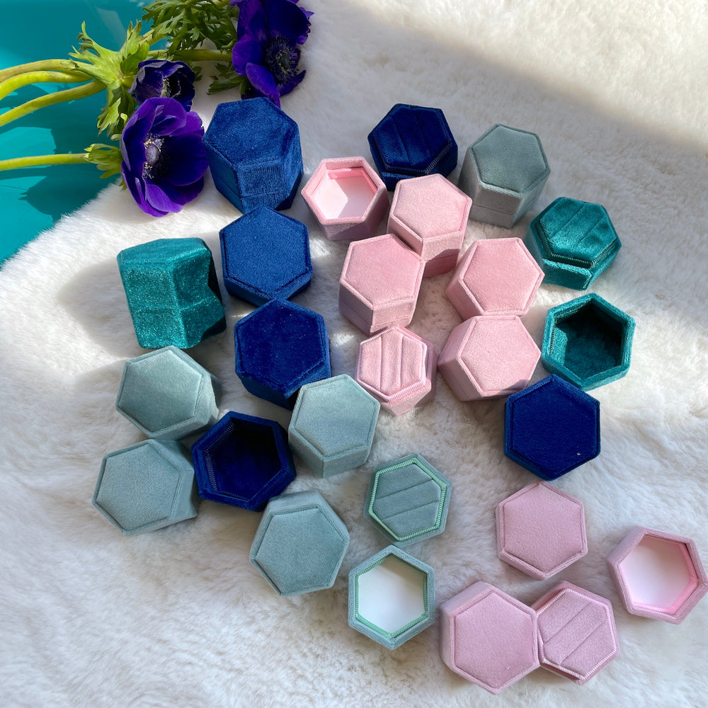 Hexagon Velvet Wedding Ring Boxes