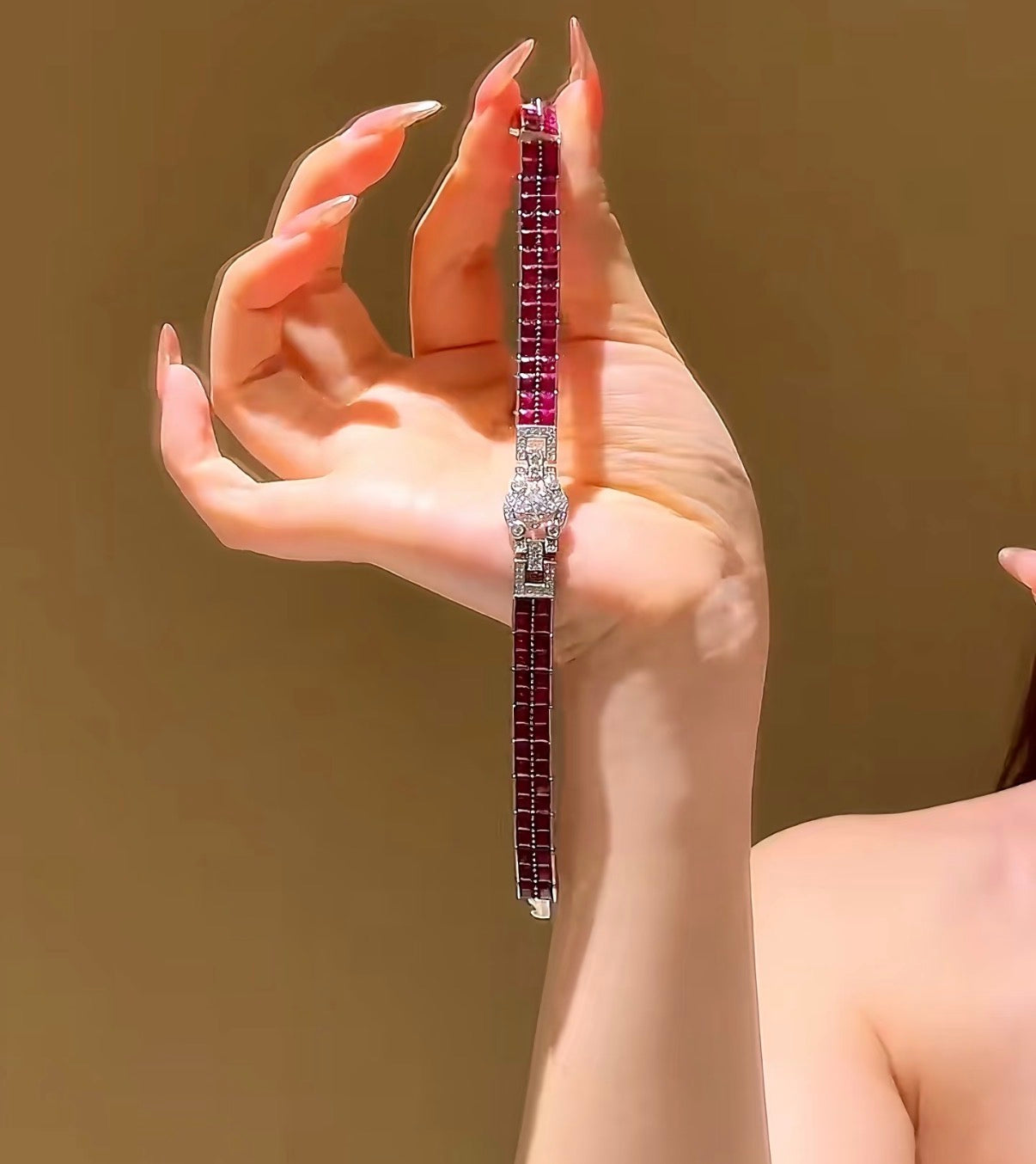 Elegant Ruby Line Adjustable Bracelet