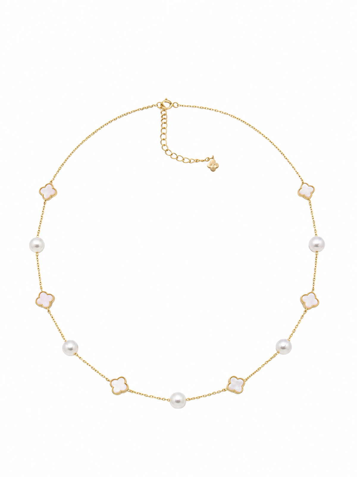 Petite Clover & Pearl Charm Necklace