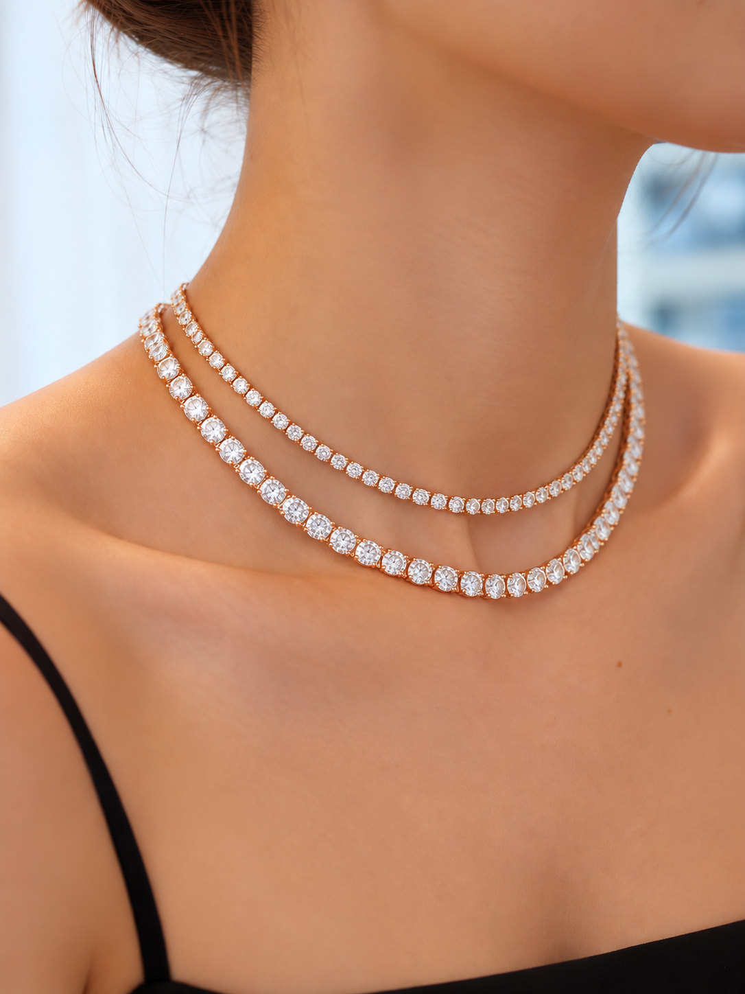 Timeless Diamond-Look Rivière Choker Necklace