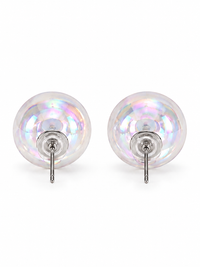 Iridescent Aurora Crystal Orb Stud Earrings with luminous rainbow reflections and polished round design.