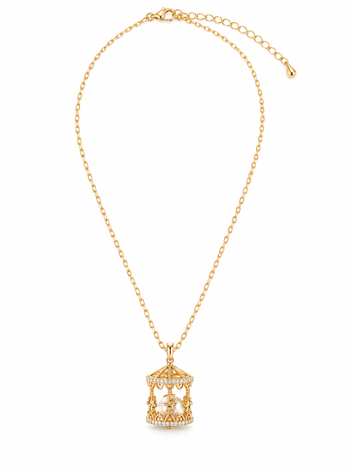 Luxe Carousel Sachet Pearl Pendant Necklace