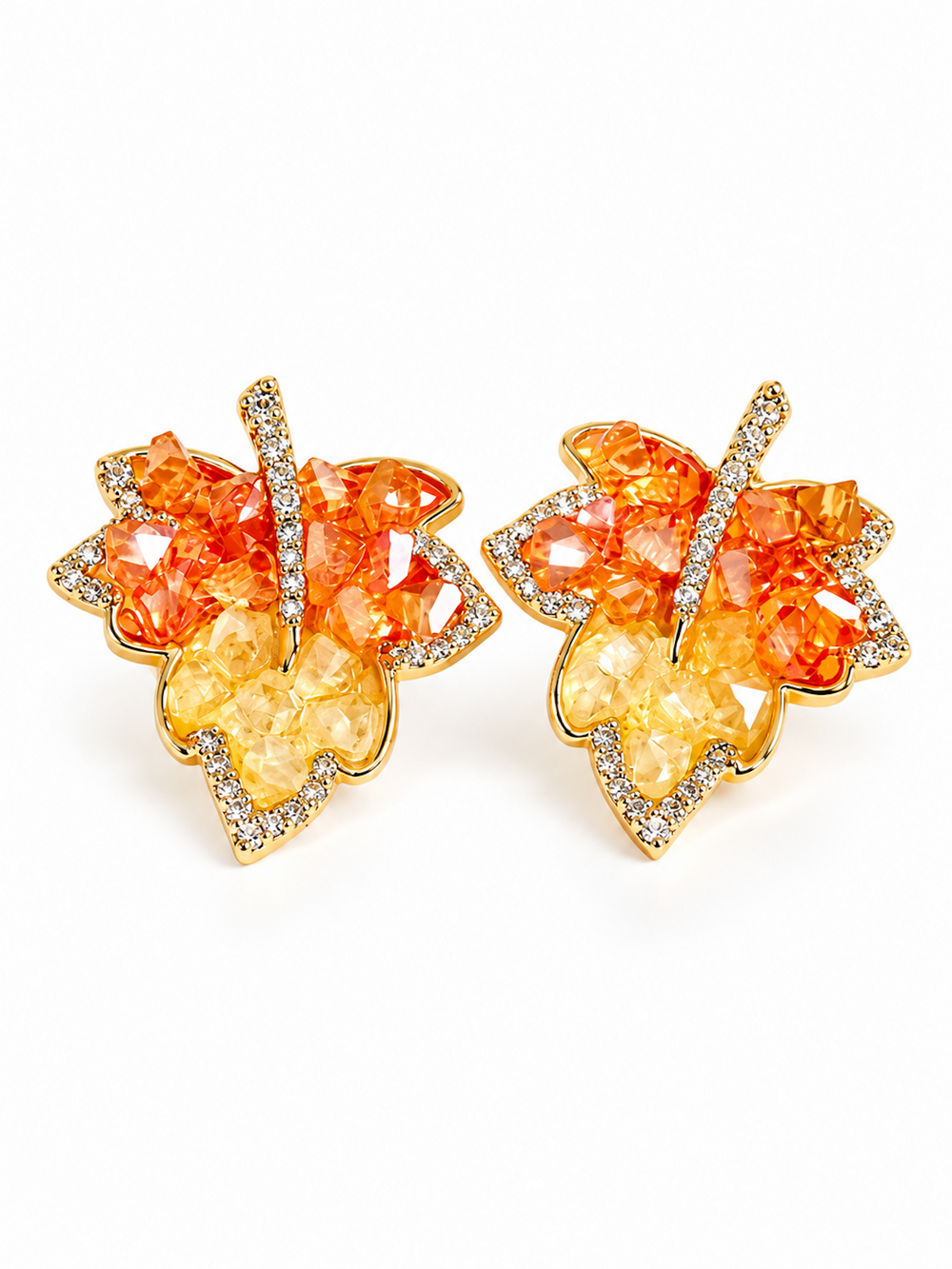 Autumn Ember Crystal Maple Leaf Earrings