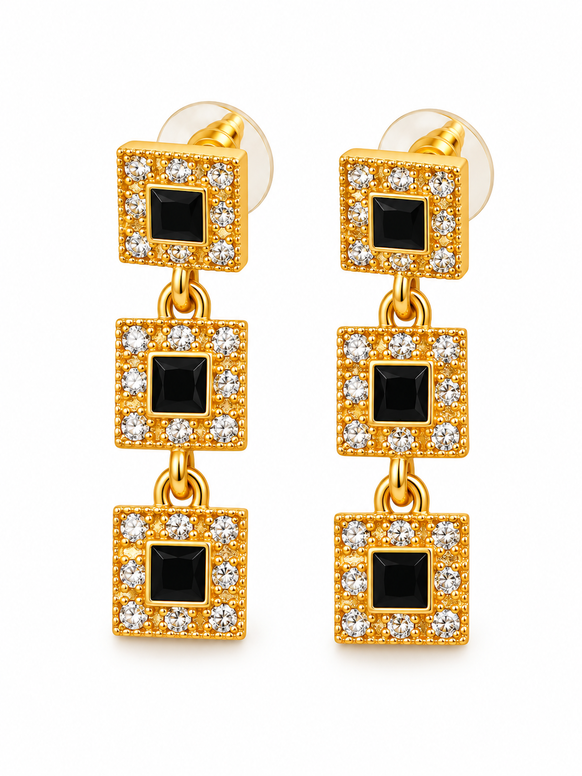 Vintage Style Geometric Black Onyx Jewelry Set
