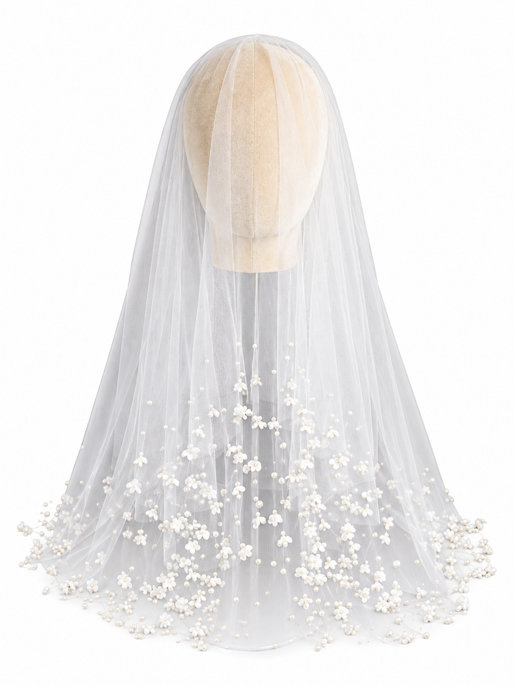 Cascading Lily of the Valley Pearl Bridal Veil