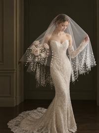 Cascading Lily of the Valley Pearl Bridal Veil