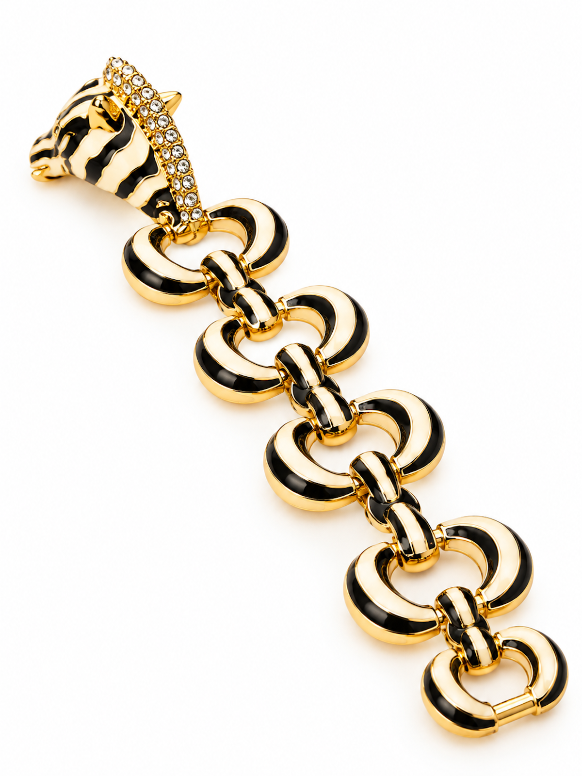 Vintage Zebra Enamel Chunky Statement Bracelet
