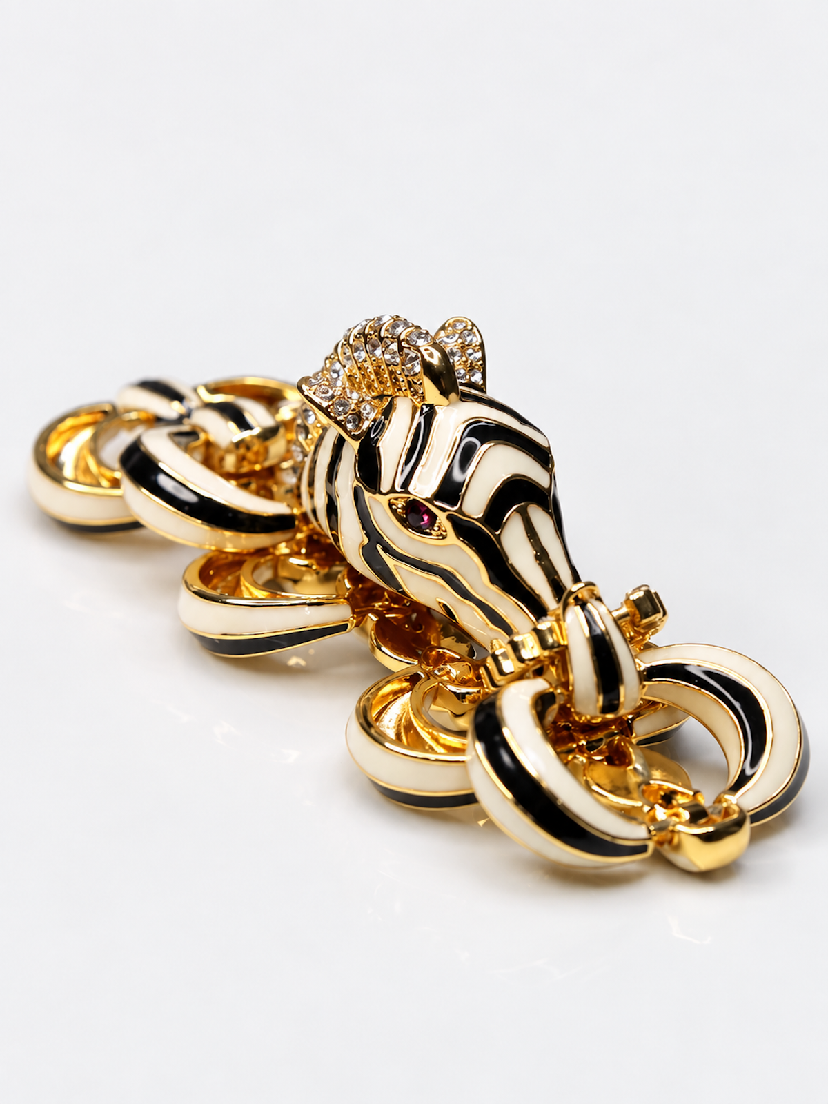 Vintage Zebra Enamel Chunky Statement Bracelet