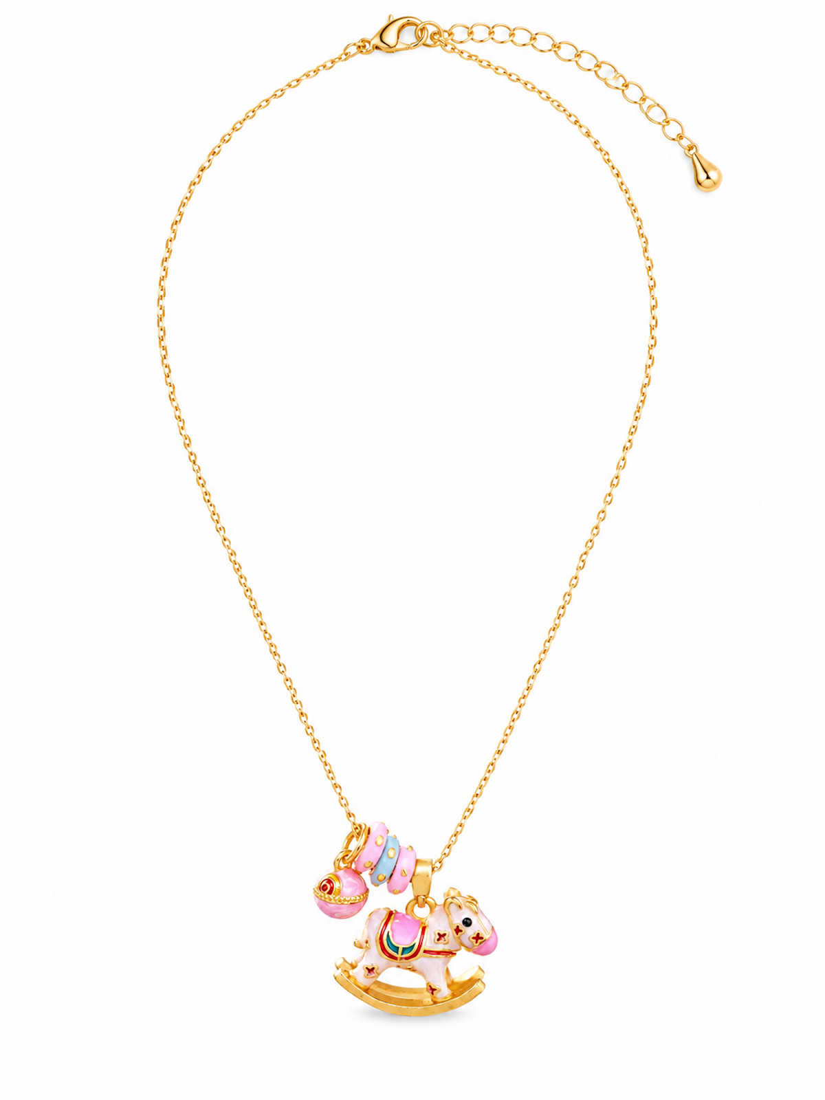 Enchanted Enamel Rocking Horse Charm Necklace