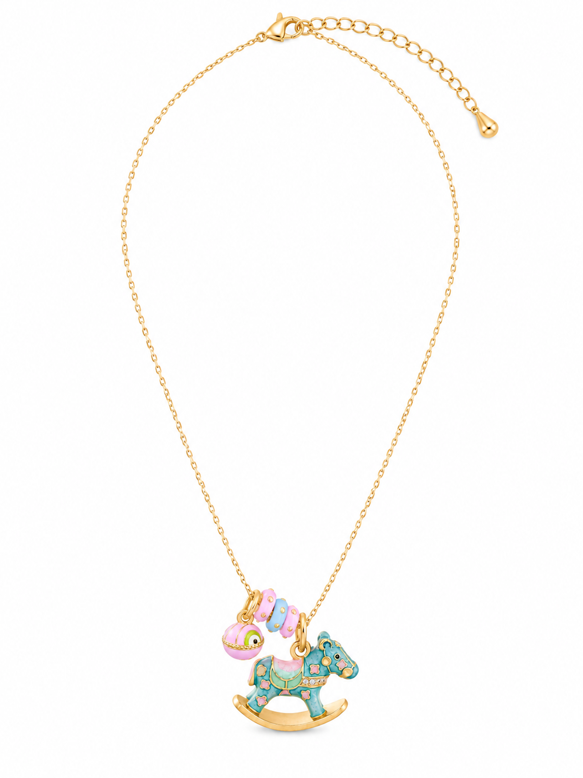 Enchanted Enamel Rocking Horse Charm Necklace