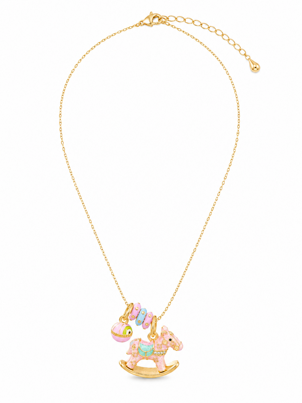 Enchanted Enamel Rocking Horse Charm Necklace