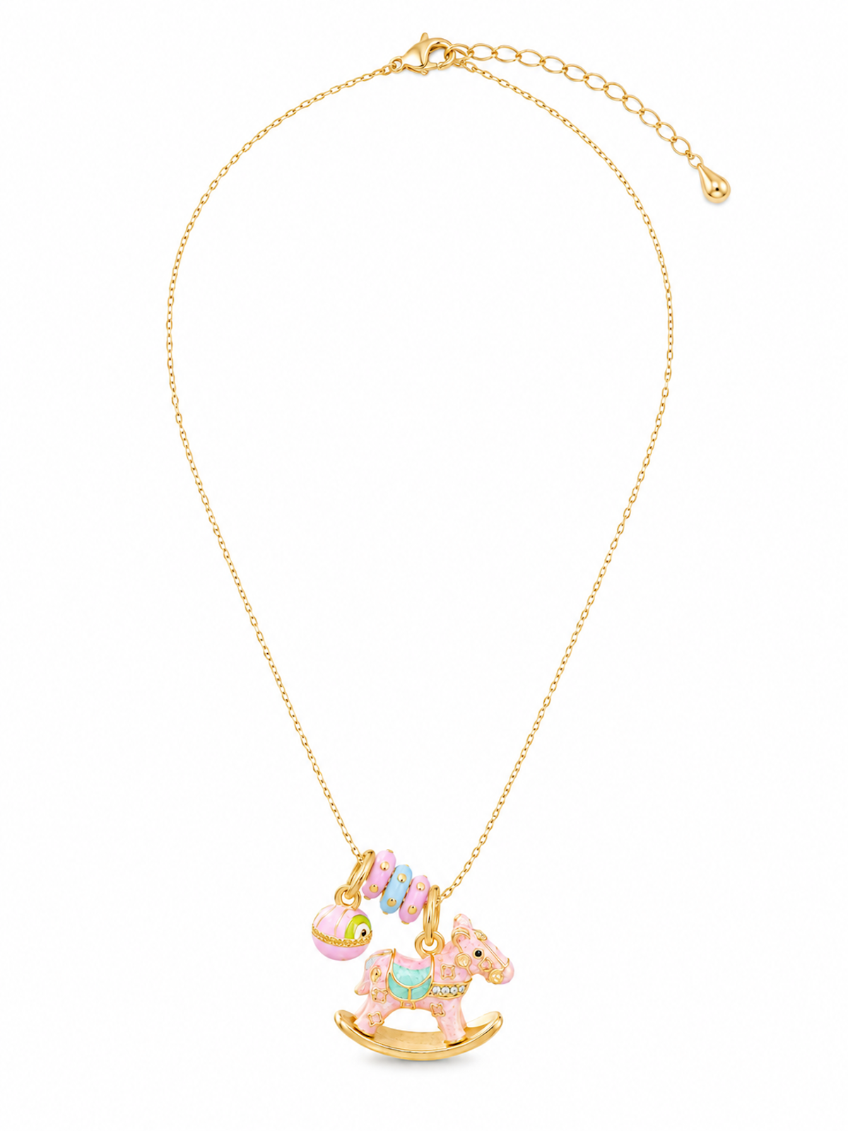 Enchanted Enamel Rocking Horse Charm Necklace