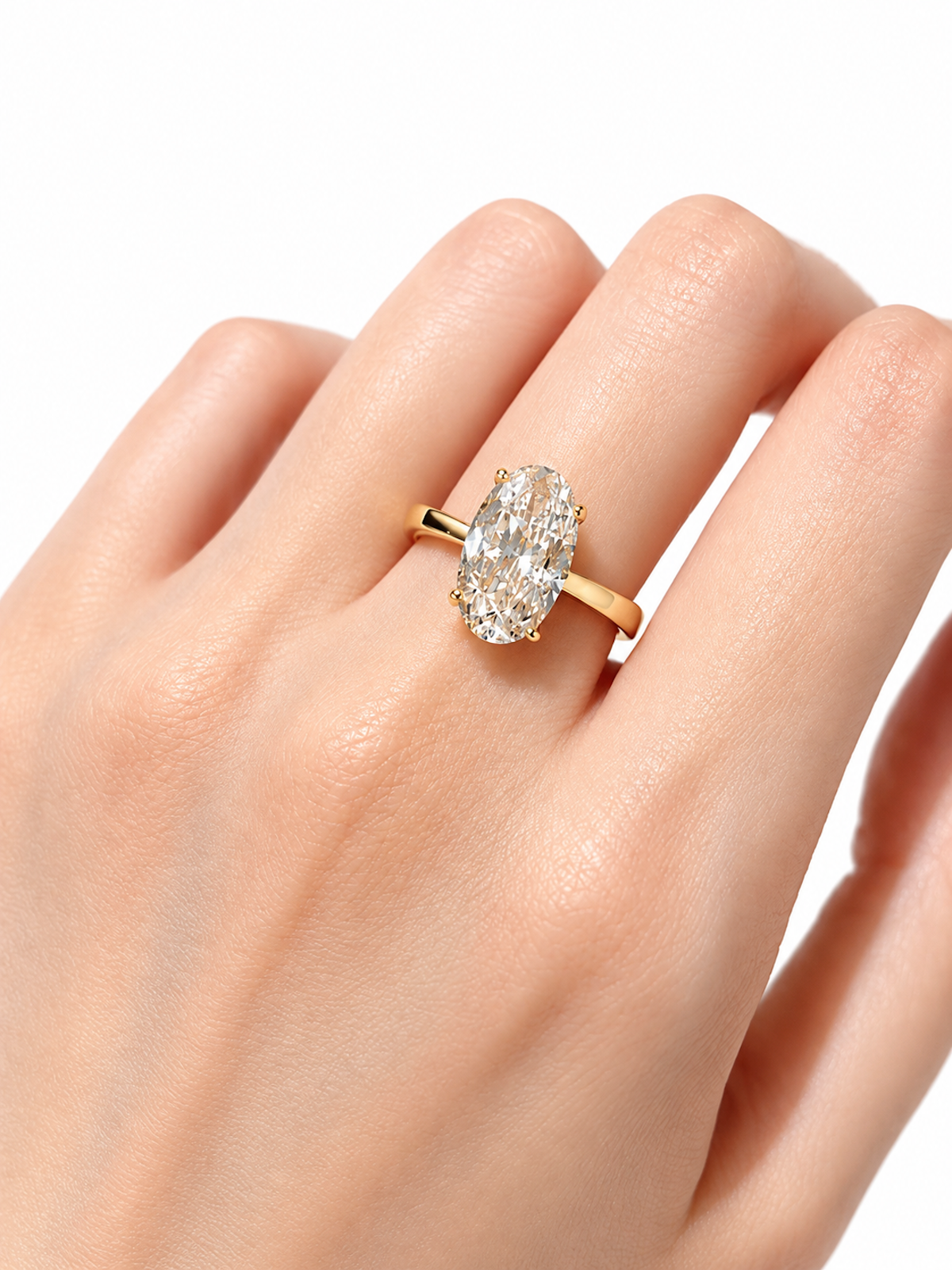 Dazzling 5CT Oval Pigeon Egg Ring