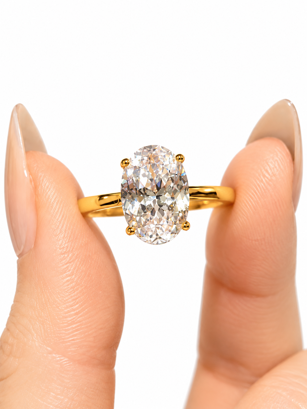 Dazzling 5CT Oval Pigeon Egg Ring