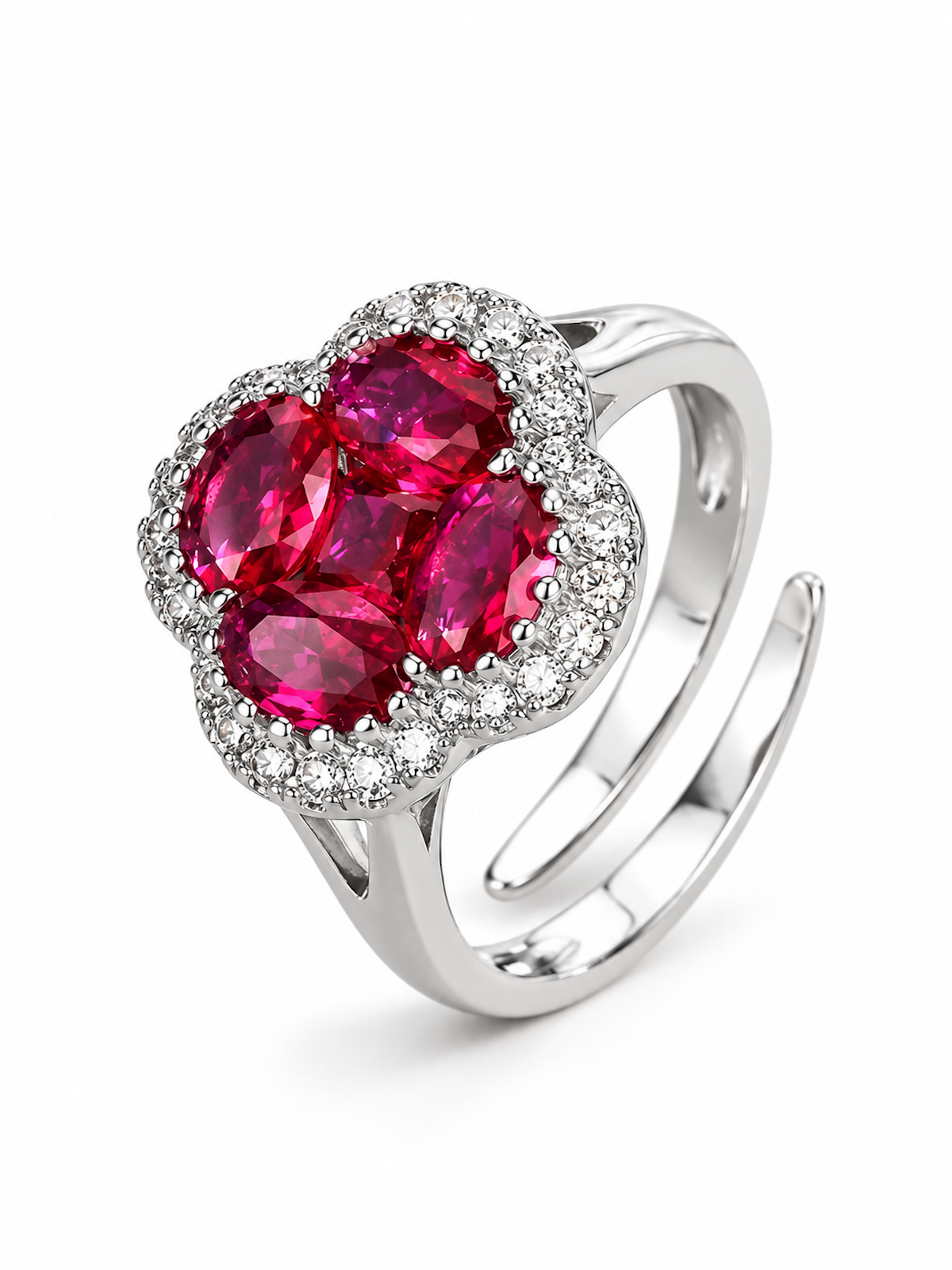Vivid Ruby Red Flower Jewelry Set