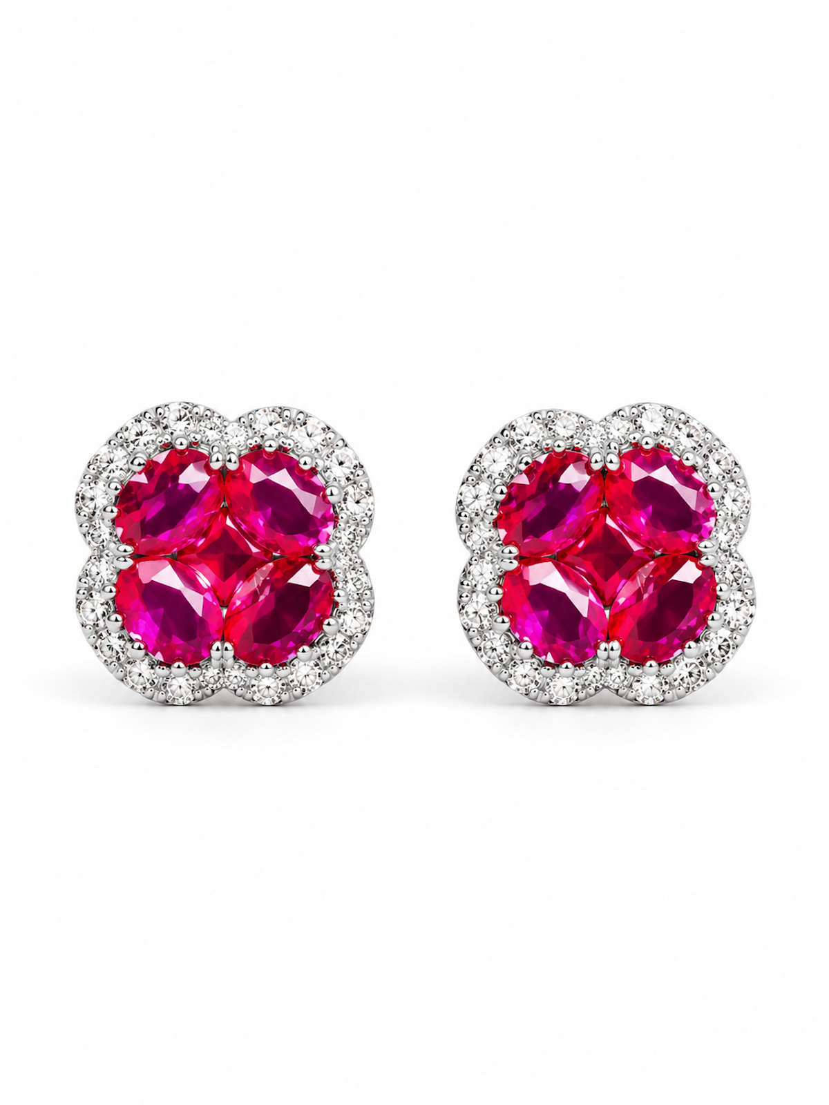 Vivid Ruby Red Flower Jewelry Set