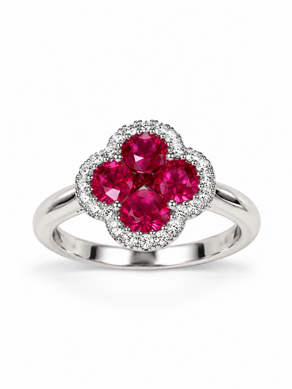 Vivid Ruby Red Flower Jewelry Set