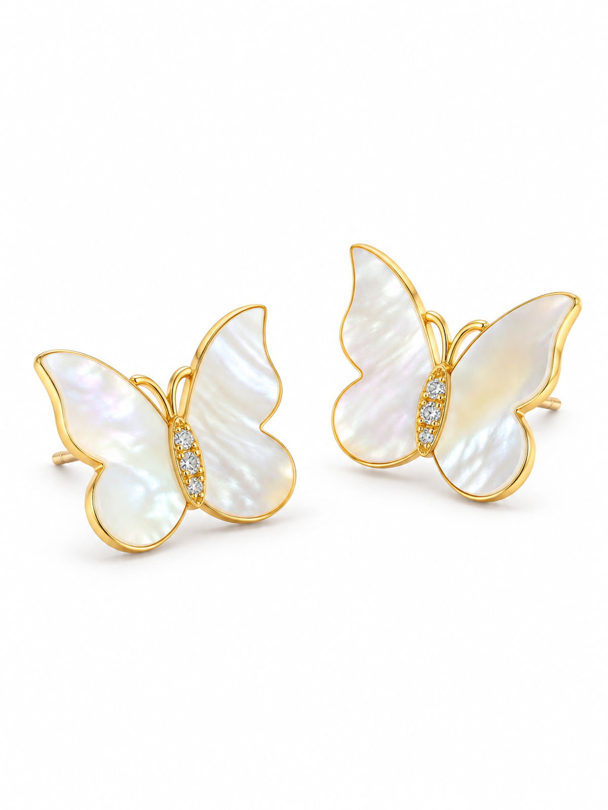 Iridescent Butterfly Shell Stud Earrings