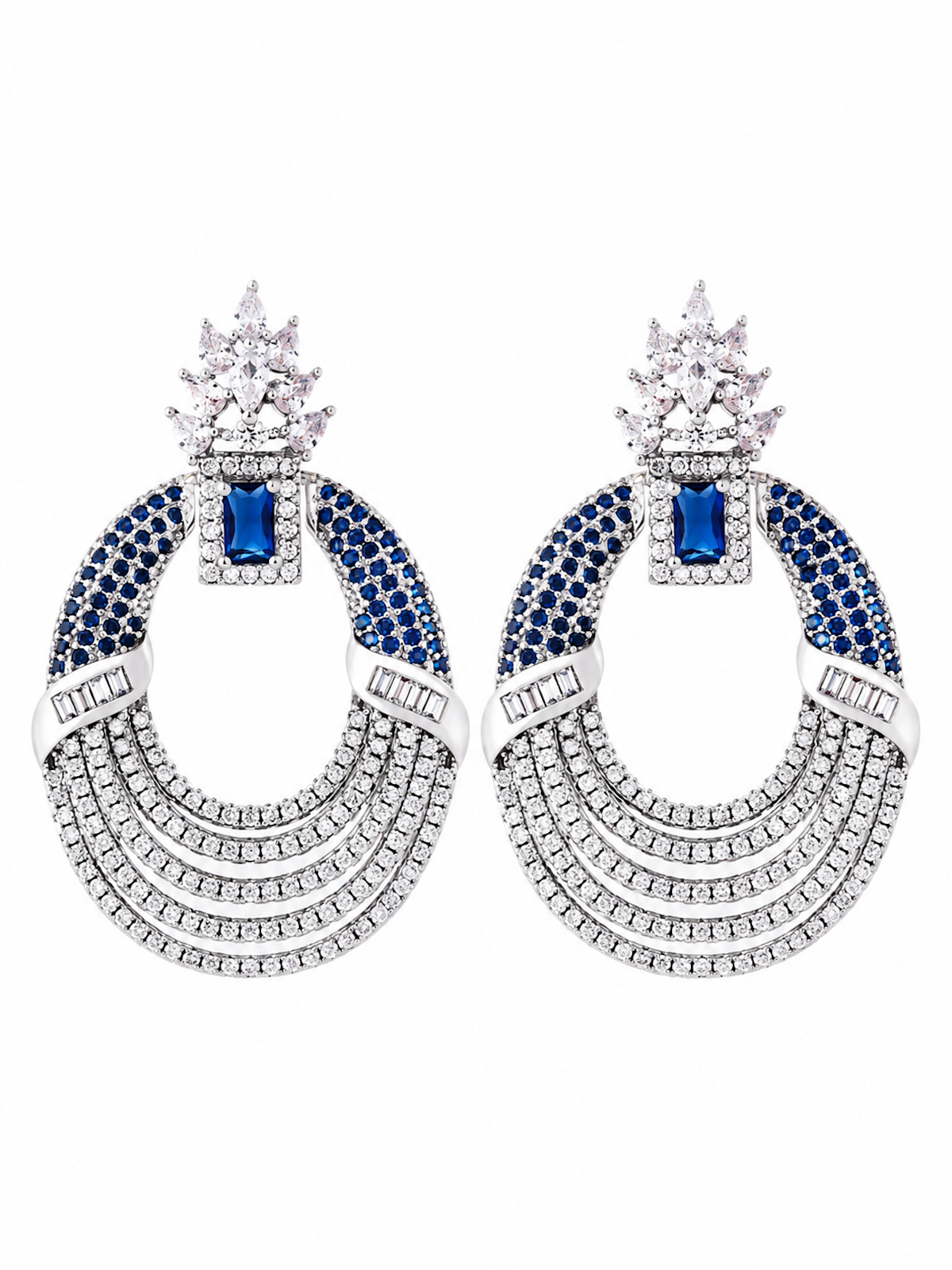 Royal Style Sapphire Look Oversized Earrings
