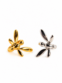 Dragonfly Wraparound Cartilage Ear Cuff with dimensional wings, available in gold and silver finishes.