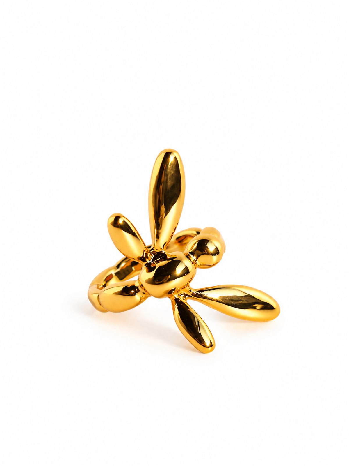 Dragonfly Wraparound Cartilage Ear Cuff with dimensional wings, available in gold and silver finishes.
