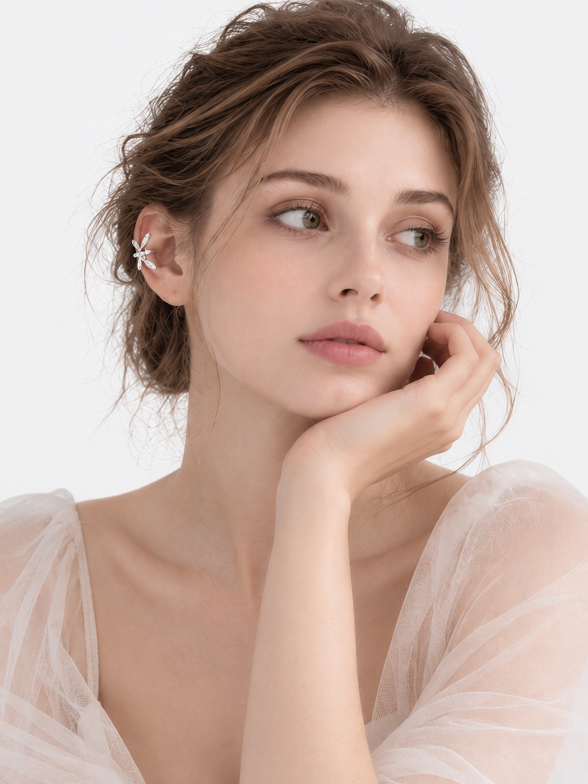 Dragonfly Wraparound Cartilage Ear Cuff with dimensional wings, available in gold and silver finishes.