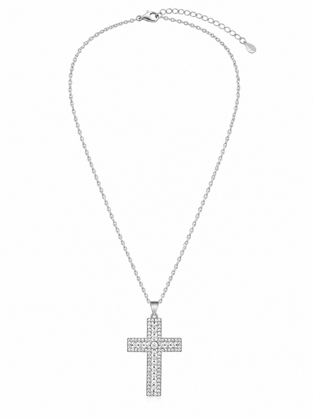 Radiant Double Row Moissanite Cross Necklace