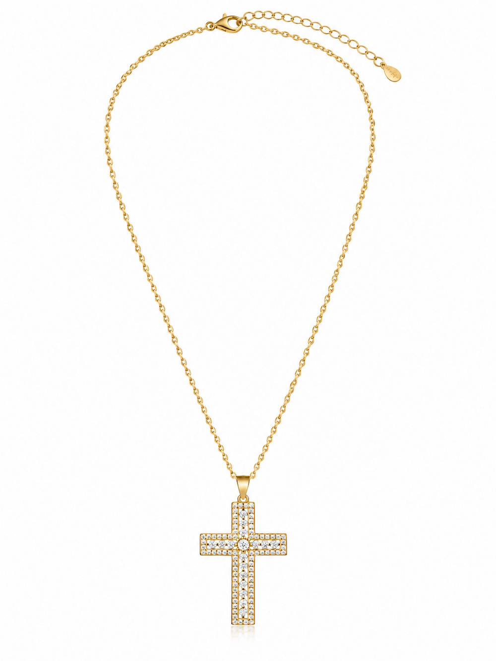 Radiant Double Row Moissanite Cross Necklace