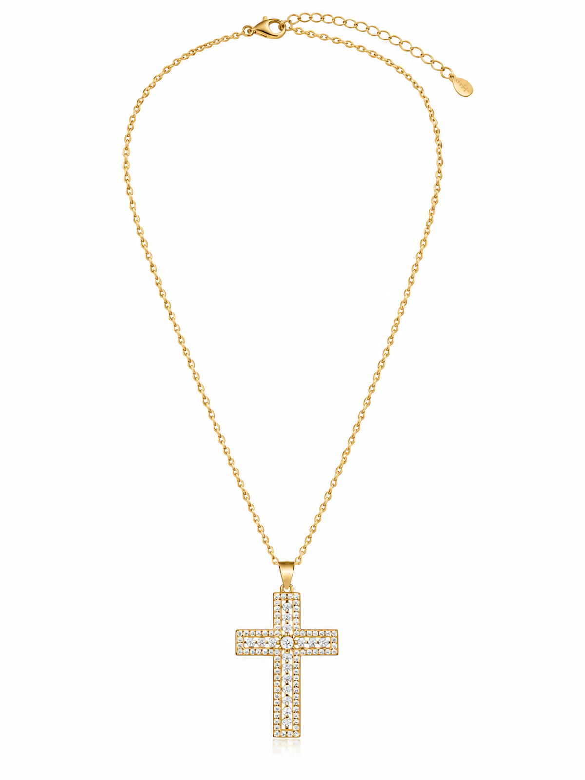 Radiant Double Row Moissanite Cross Necklace