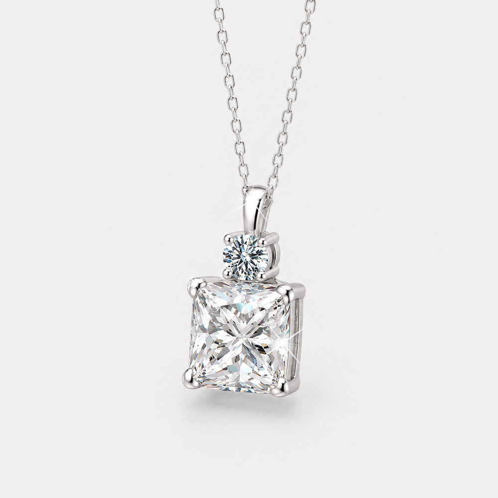 Princess Cut Moissanite Pendant Necklace