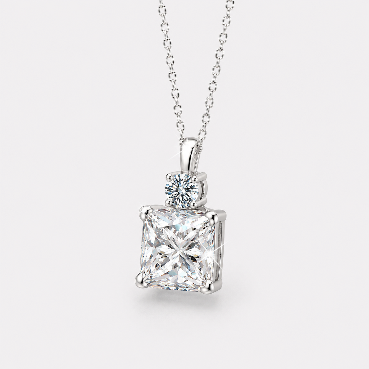 Princess Cut Moissanite Pendant Necklace