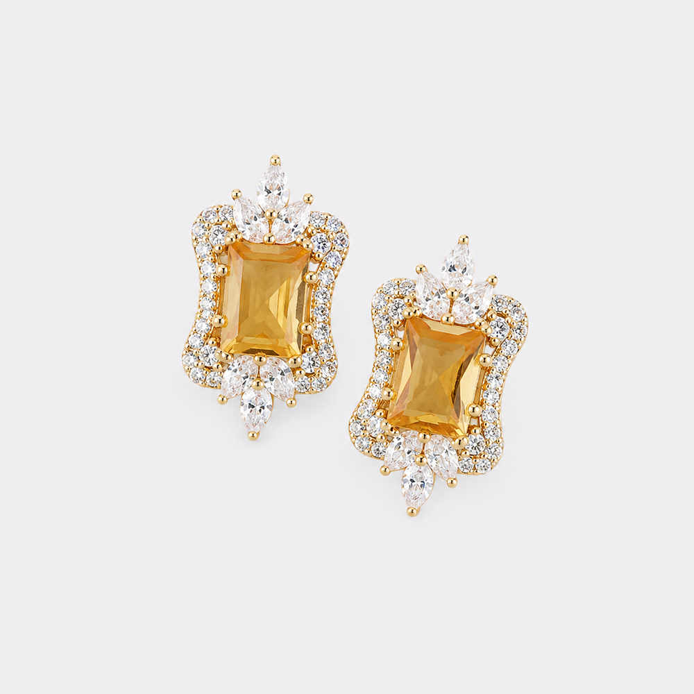 Citrine Royal Style Ear Studs