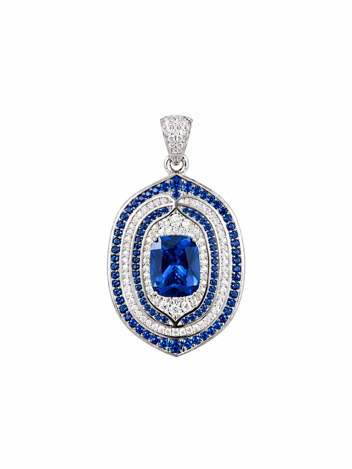 Royal Sapphire Halo Crystal Pendant