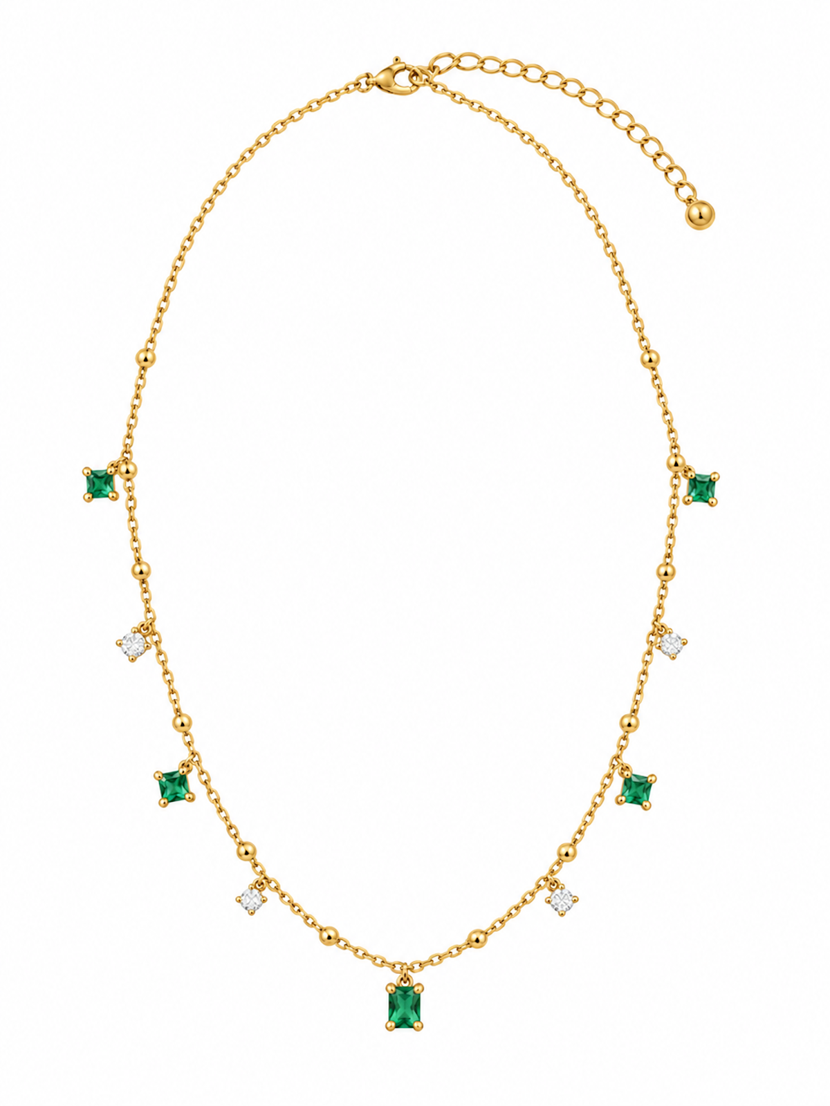 Vintage Emerald Dewdrop Delicate Necklace
