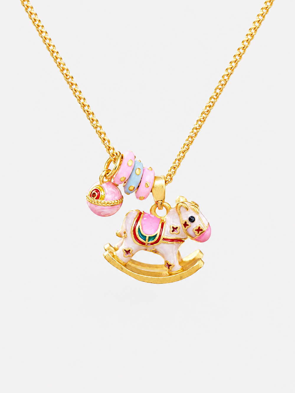 Enchanted Enamel Rocking Horse Charm Necklace
