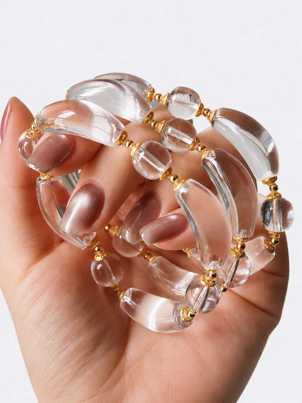 Moonlit Clear Quartz Crystal Bracelet