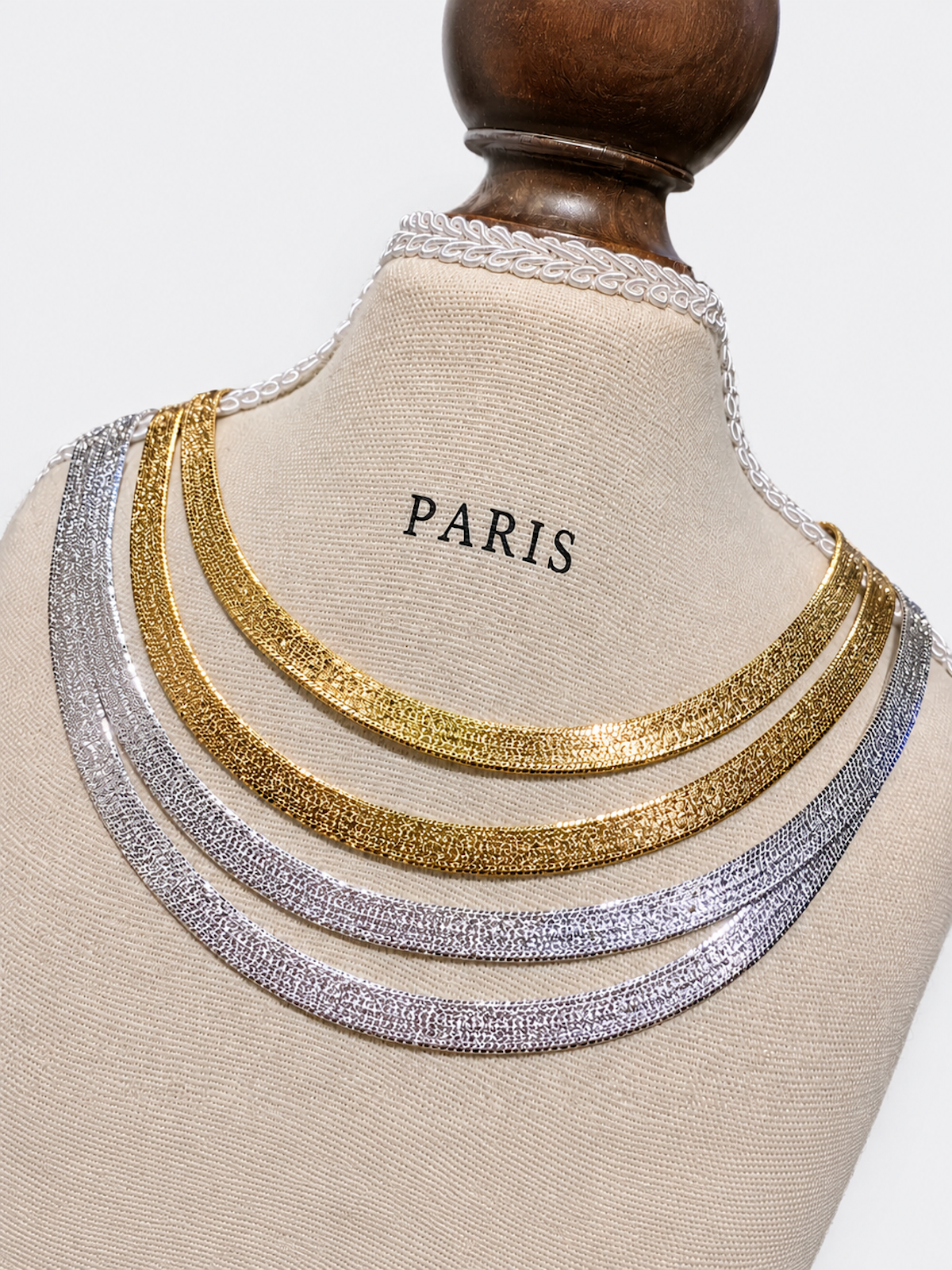 Ultra Shiny Layered Herringbone Chain Necklace