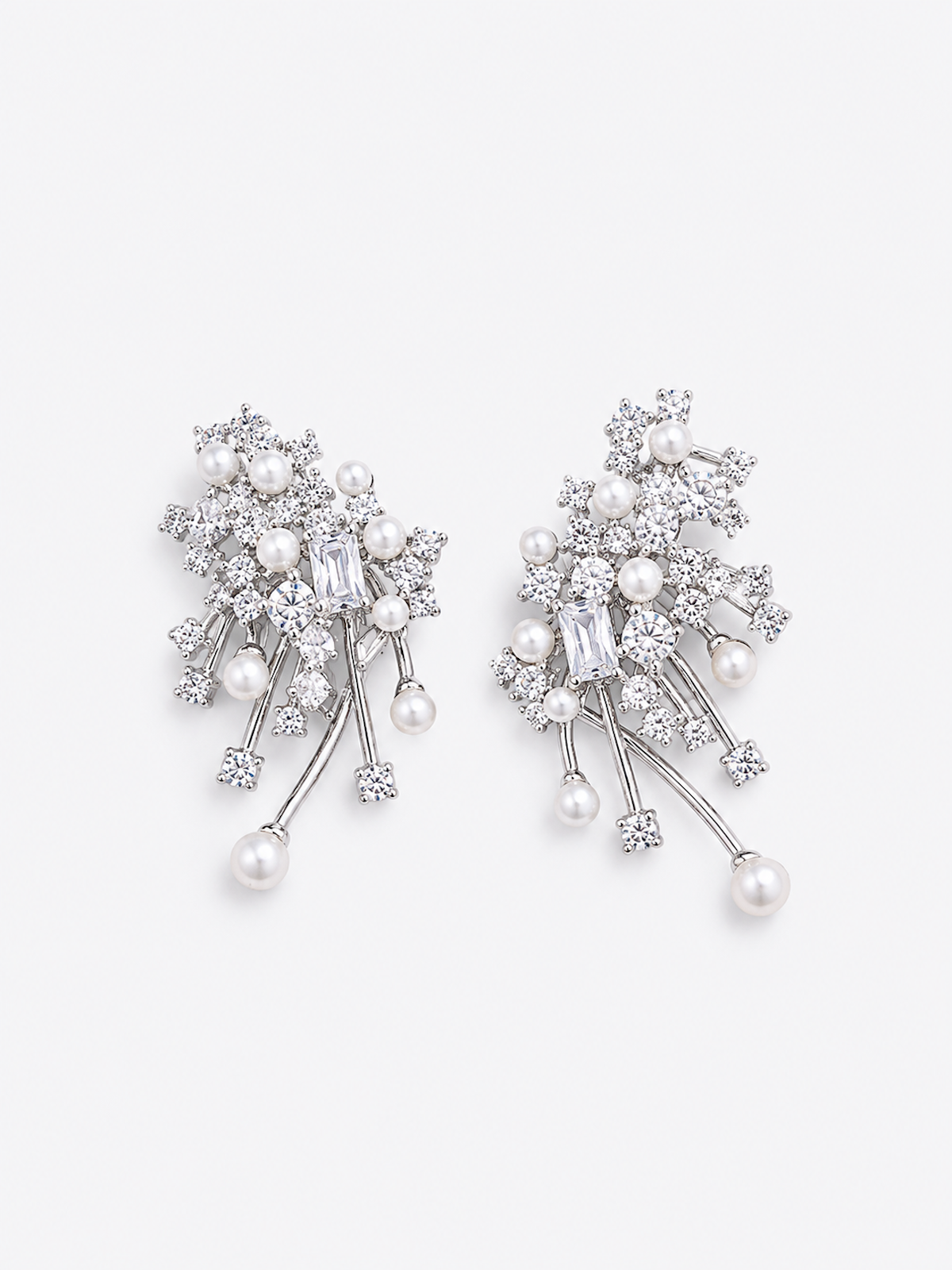 Starlight Pearl Bridal Jewelry Set featuring a matching necklace and earrings with luminous pearls and sparkling premium-grade zirconia accents.