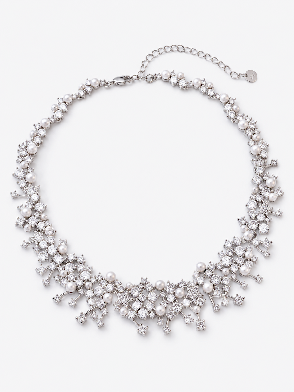 Starlight Pearl Bridal Jewelry Set featuring a matching necklace and earrings with luminous pearls and sparkling premium-grade zirconia accents.