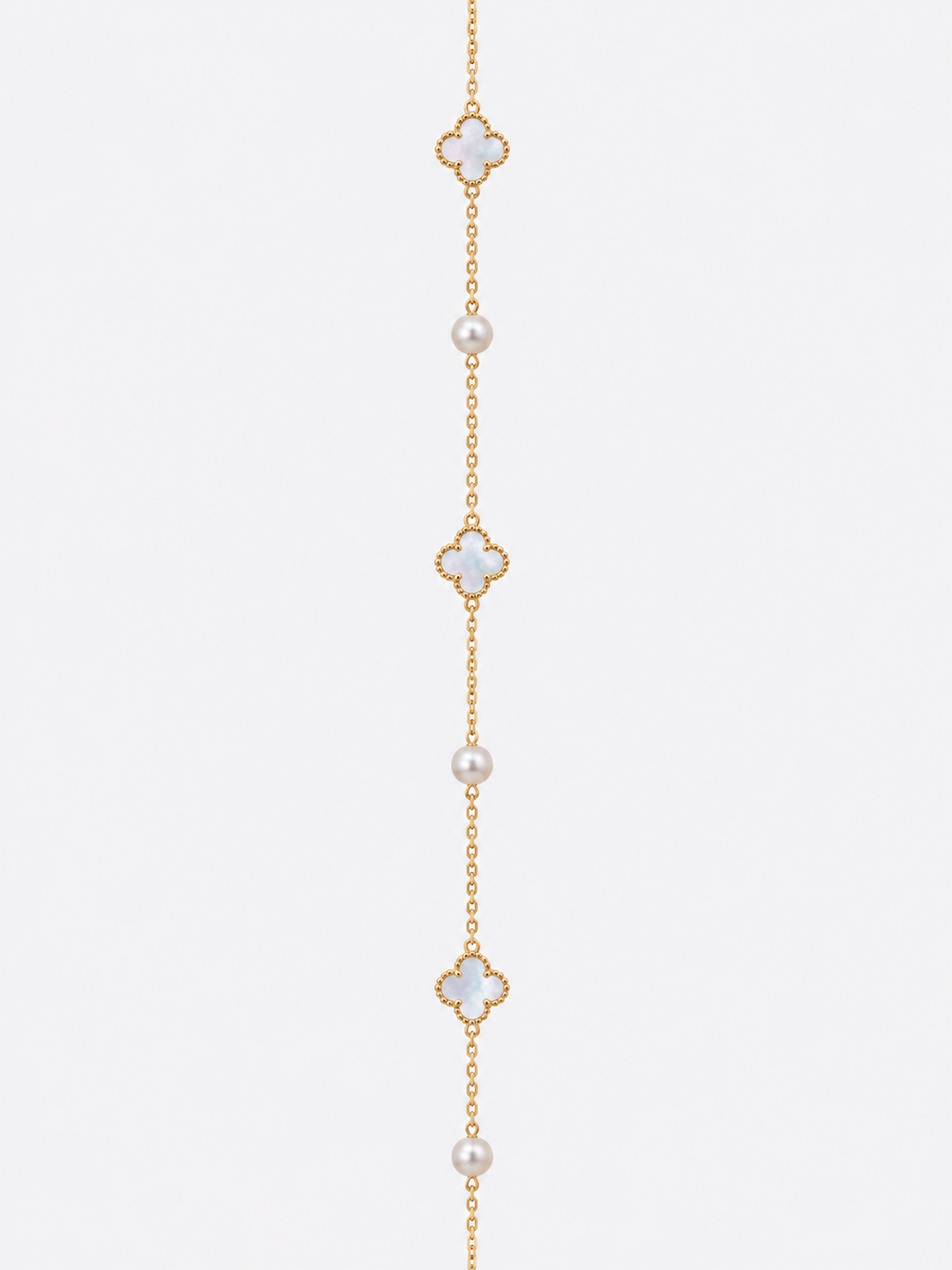 Petite Clover & Pearl Charm Necklace