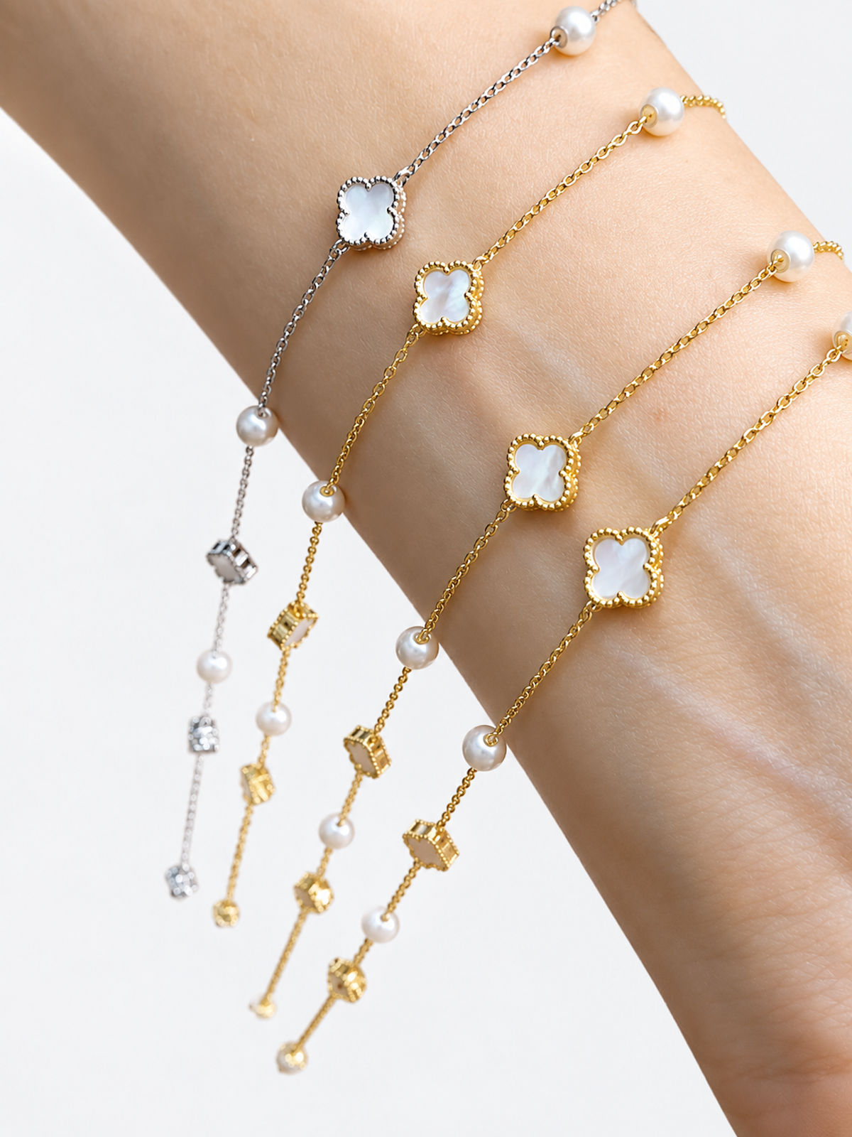 Petite Clover & Pearl Charm Necklace