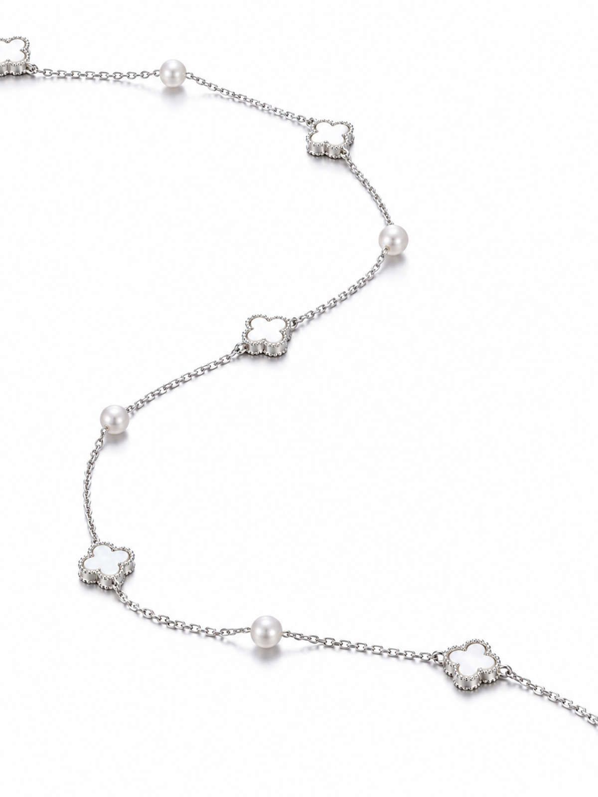 Petite Clover & Pearl Charm Necklace